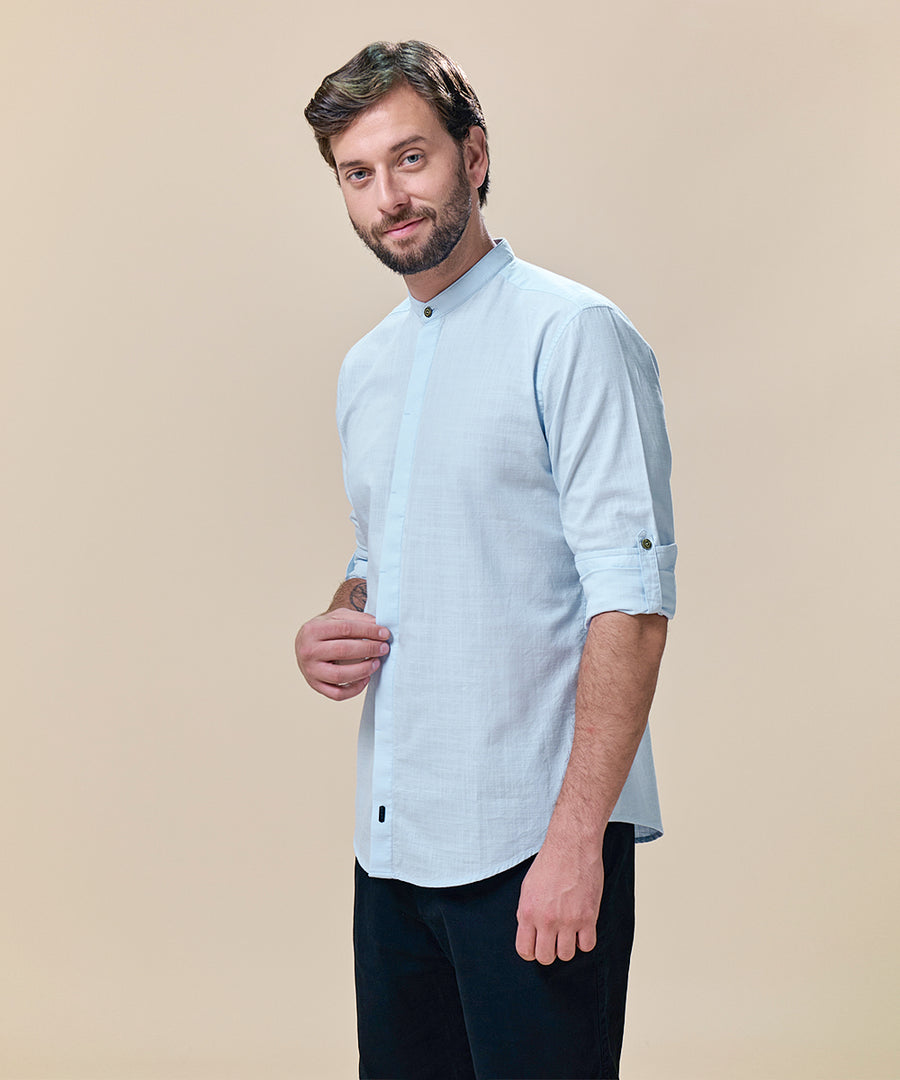 Camisa Roll Up Look Lino Cuello Nerú