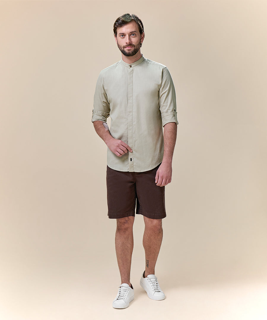 Camisa Roll Up Look Lino Cuello Nerú