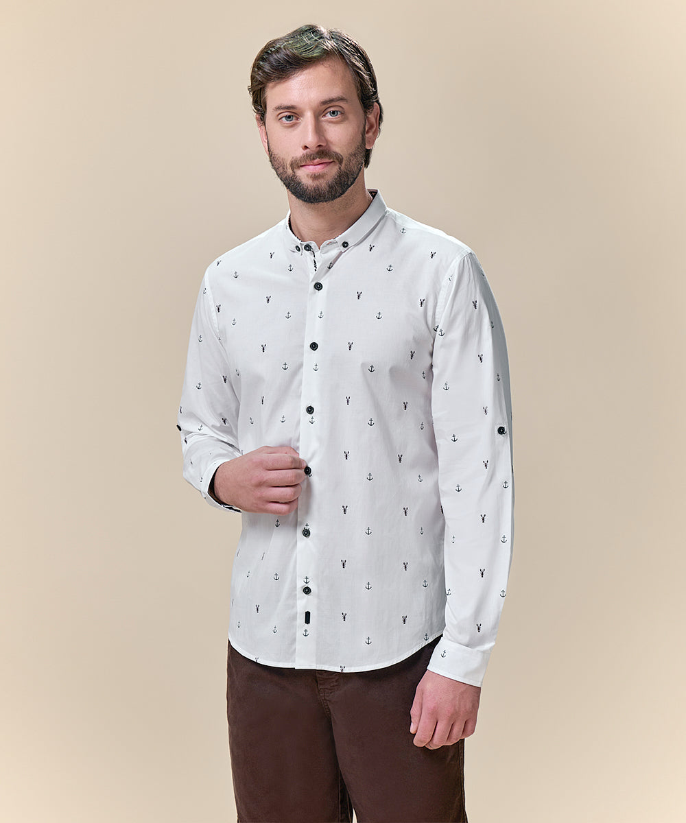 Camisa Roll Up Micro Button Down Classic Fit