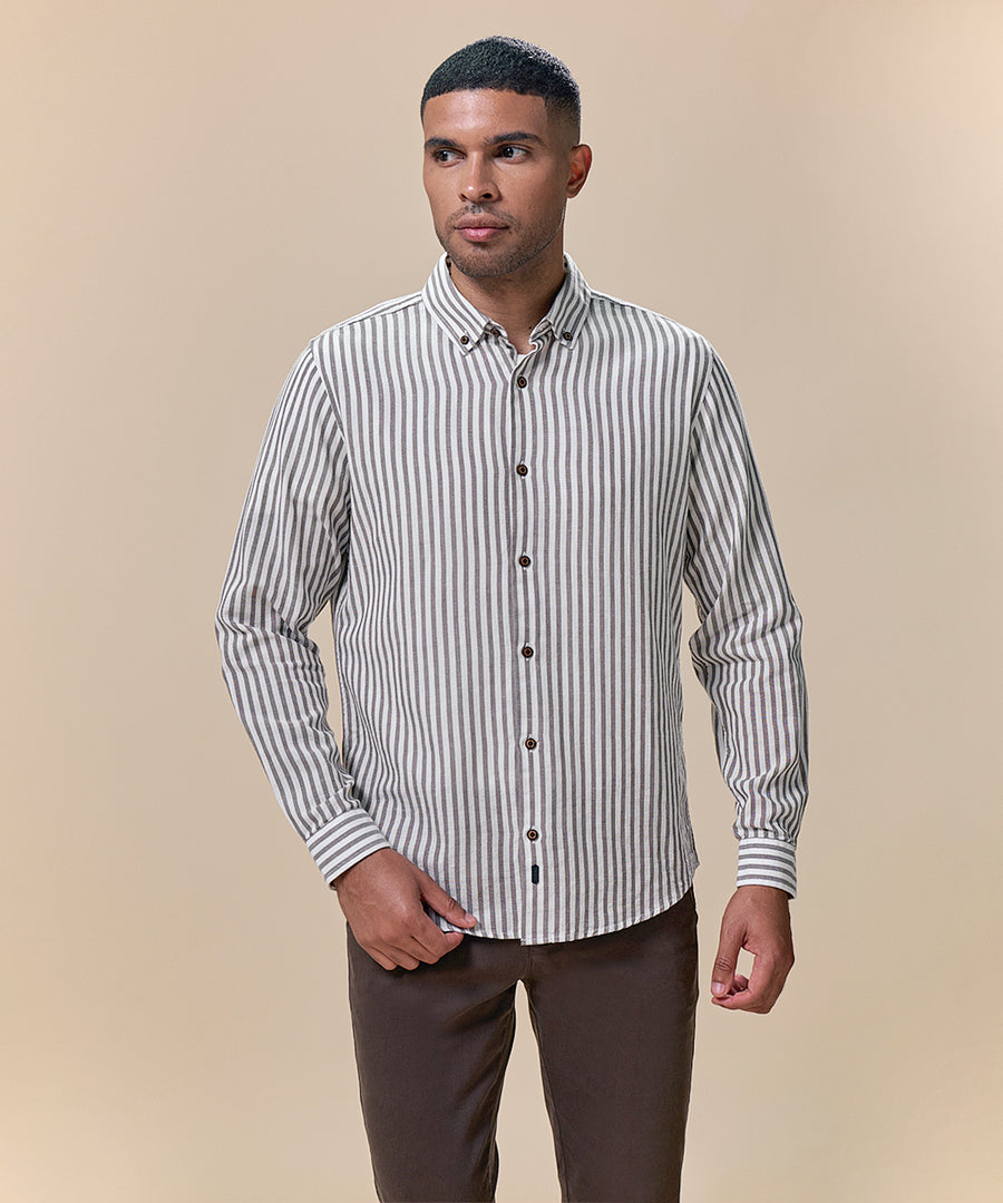 Camisa Look Lino Rayas Button Down Classic Fit