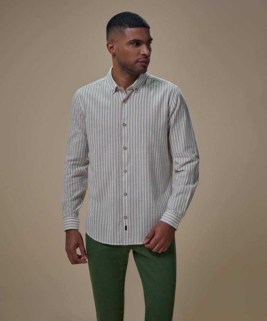 Camisa Look Lino Rayas Button Down Classic Fit