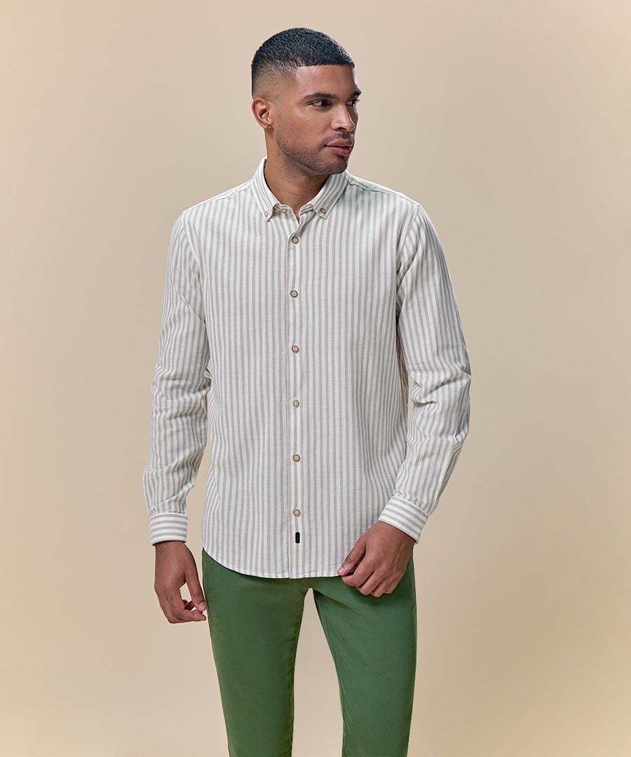 Camisa Look Lino Rayas Button Down Classic Fit