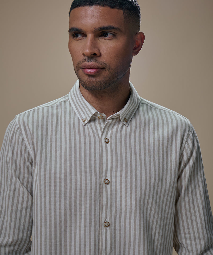 Camisa Look Lino Rayas Button Down Classic Fit
