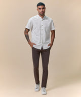 Camisa Look Lino Estampada Media Pechera Oculta