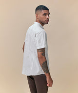 Camisa Look Lino Estampada Media Pechera Oculta