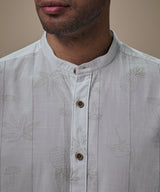 Camisa Look Lino Estampada Media Pechera Oculta