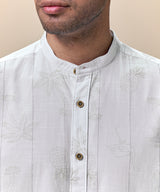Camisa Look Lino Estampada Media Pechera Oculta