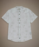 Camisa Look Lino Estampada Media Pechera Oculta
