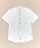 Camisa Look Lino Estampada Media Pechera Oculta