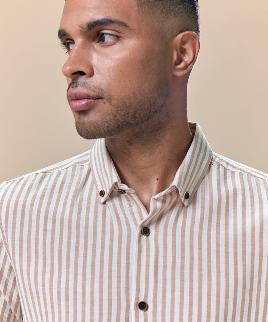 Camisa Look Lino Rayas Button Down Classic Fit