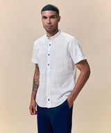 Camisa Look Lino Estampada Media Pechera Oculta