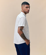 Camisa Look Lino Estampada Media Pechera Oculta
