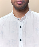 Camisa Look Lino Estampada Media Pechera Oculta