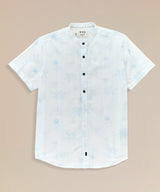 Camisa Look Lino Estampada Media Pechera Oculta