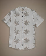 Camisa Look Lino Estampada Media Pechera Oculta