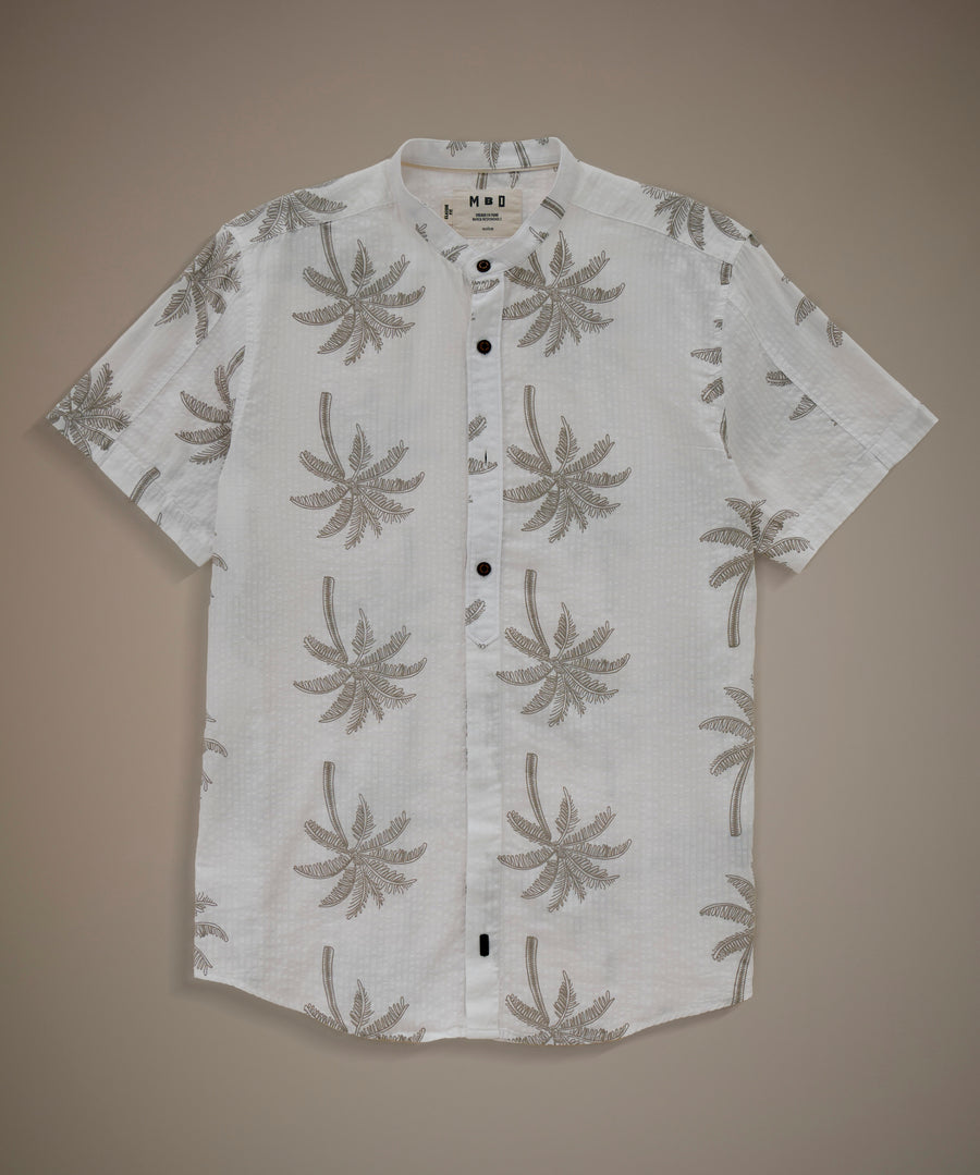 Camisa Look Lino Estampada Media Pechera Oculta