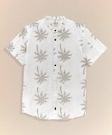 Camisa Look Lino Estampada Media Pechera Oculta