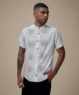 Camisa Look Lino Estampada Media Pechera Oculta