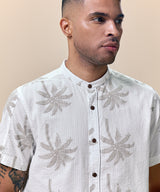 Camisa Look Lino Estampada Media Pechera Oculta