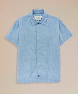 Camisa Look Lino Cuello Spread Pechera Oculta