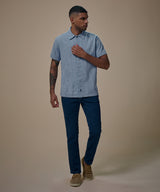 Camisa Look Lino Cuello Spread Pechera Oculta