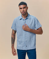 Camisa Look Lino Cuello Spread Pechera Oculta