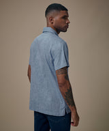Camisa Look Lino Cuello Spread Pechera Oculta
