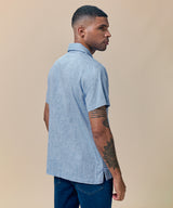 Camisa Look Lino Cuello Spread Pechera Oculta