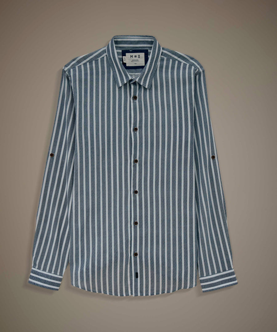 Camisa Roll Up Look Lino Rayas Slim Fit