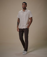 Camisa Look Lino Cuello Spread Pechera Oculta