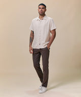 Camisa Look Lino Cuello Spread Pechera Oculta