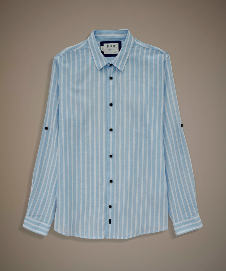 Camisa Roll Up Look Lino Rayas Slim Fit