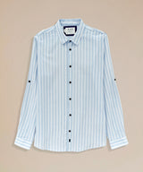 Camisa Roll Up Look Lino Rayas Slim Fit