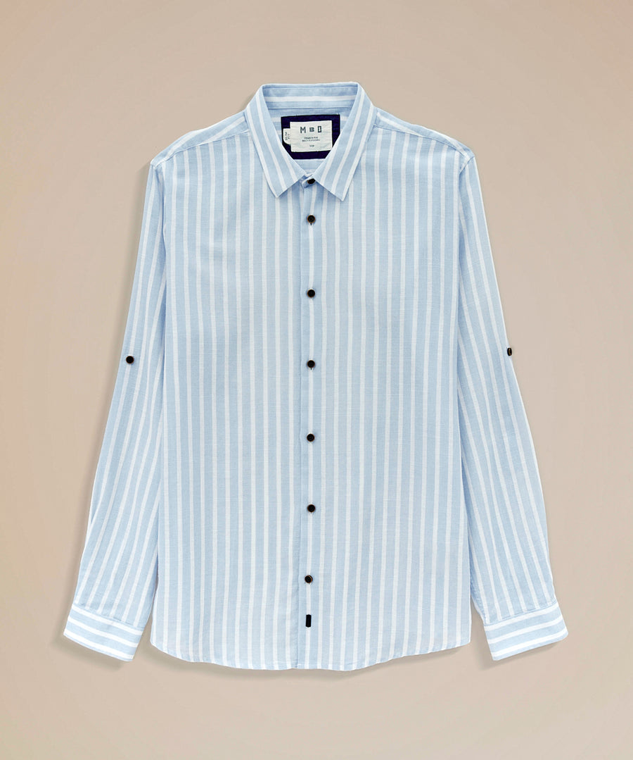 Camisa Roll Up Look Lino Rayas Slim Fit