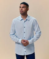 Camisa Roll Up Look Lino Rayas Slim Fit