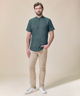 Camisa Look Lino Cuello Nerú con Cinta