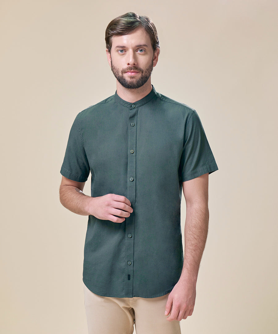 Camisa Look Lino Cuello Nerú con Cinta