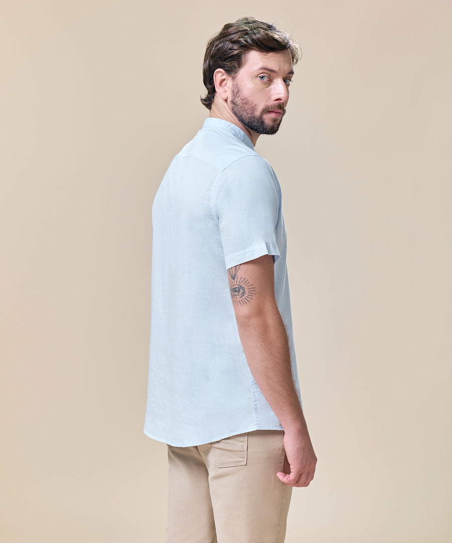Camisa Look Lino Cuello Nerú con Cinta