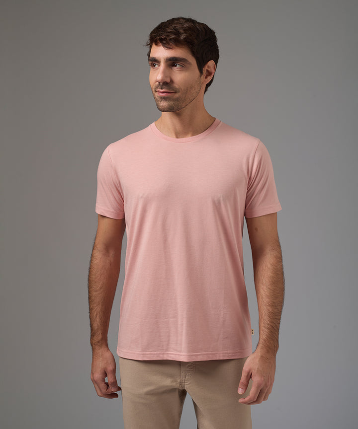 POLO MANGA CORTA JERSEY CUELLO REDONDO BASICO ROSA PV26