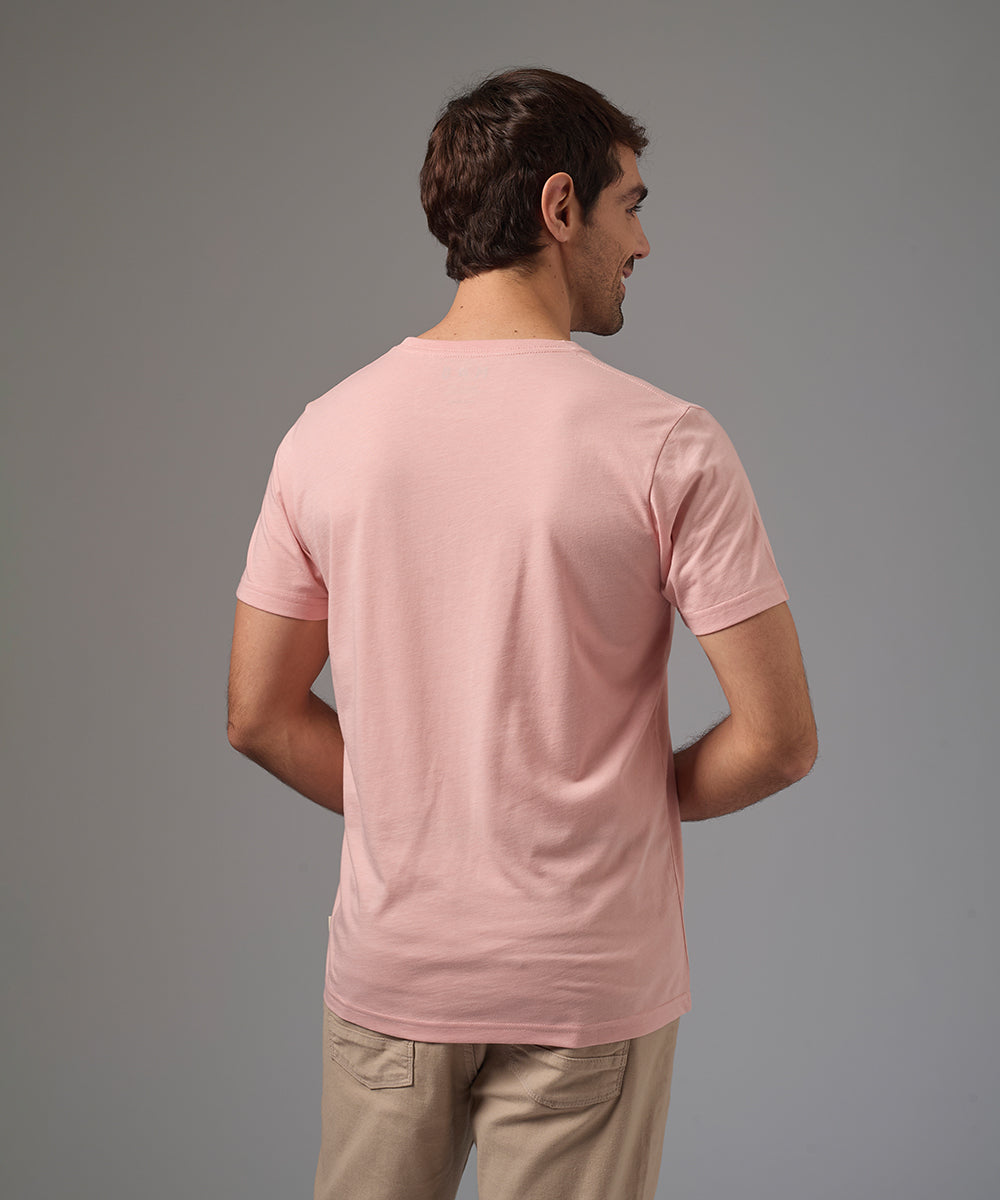POLO MANGA CORTA JERSEY CUELLO REDONDO BASICO ROSA PV26