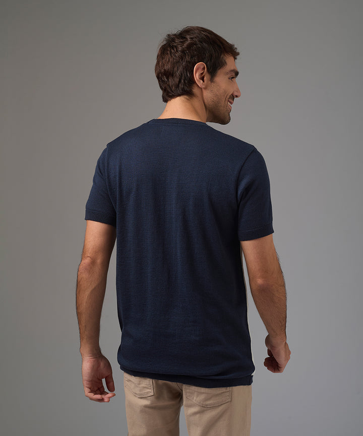 POLO MANGA CORTA PET CUELLO REDONDO CONTRASTE AZUL MARINO PV26