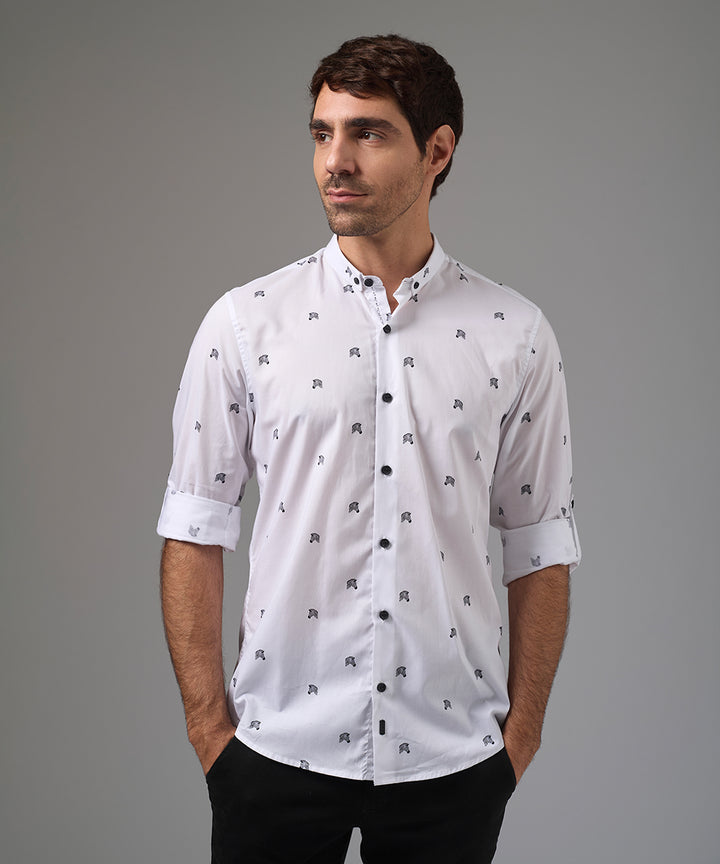 CAMISA MANGA LARGA MICRO BUTTON DOWN CLASSIC FIT BLANCO ESTAMPADO PV26