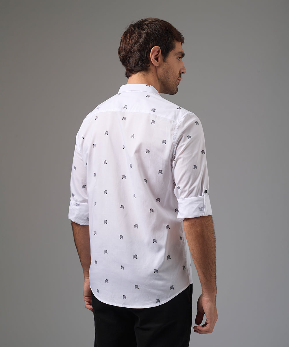 CAMISA MANGA LARGA MICRO BUTTON DOWN CLASSIC FIT BLANCO ESTAMPADO PV26