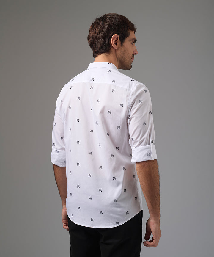 CAMISA MANGA LARGA MICRO BUTTON DOWN CLASSIC FIT BLANCO ESTAMPADO PV26
