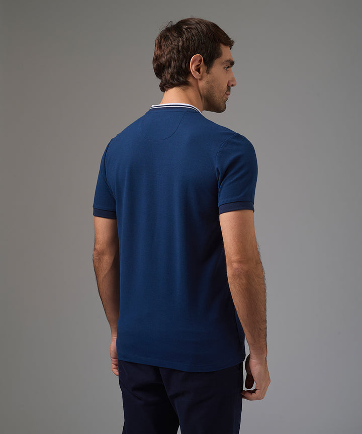 POLO MANGA CORTA PIQUE CUELLO NERU RECTILINEO AZUL MARINO PV26