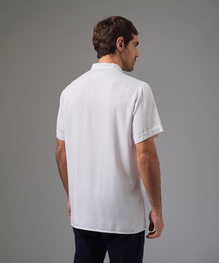 CAMISA MANGA CORTA TENCEL CUELLO SPREAD CLASSIC FIT BLANCO PV26