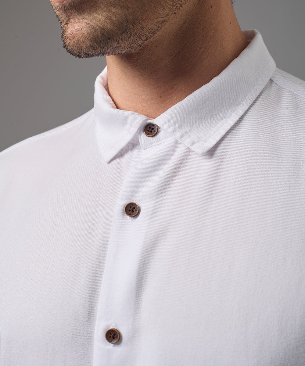 CAMISA MANGA CORTA TENCEL CUELLO SPREAD CLASSIC FIT BLANCO PV26