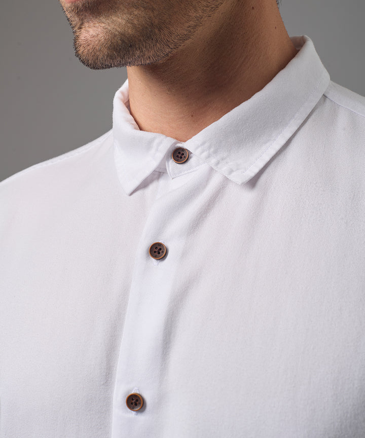 CAMISA MANGA CORTA TENCEL CUELLO SPREAD CLASSIC FIT BLANCO PV26