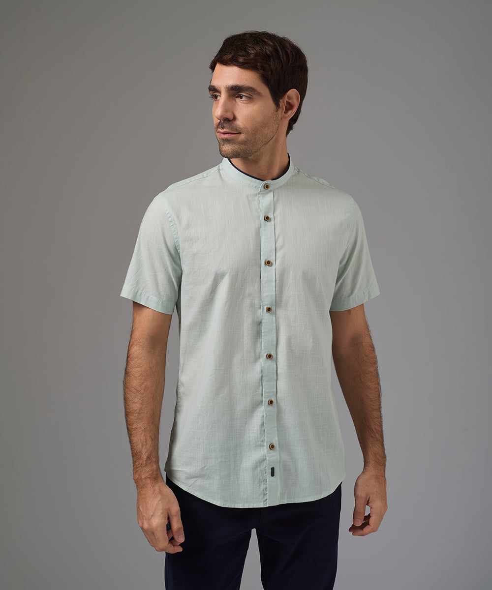 CAMISA MANGA CORTA LOOK LINO CUELLO NERU CLASSIC FIT VERDE AGUA PV26