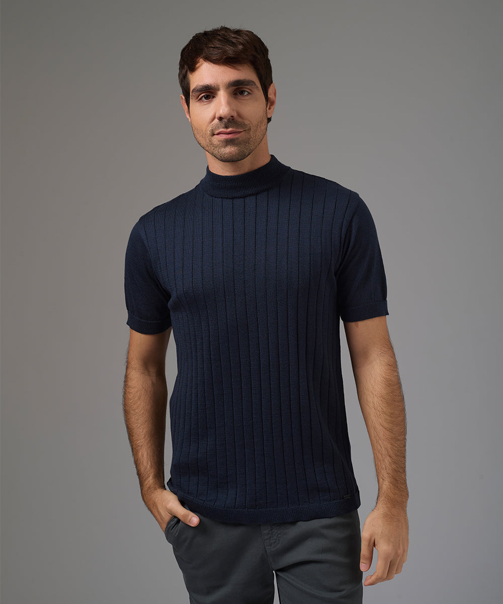 POLO MANGA CORTA PET CUELLO ALTO AZUL MARINO PV26